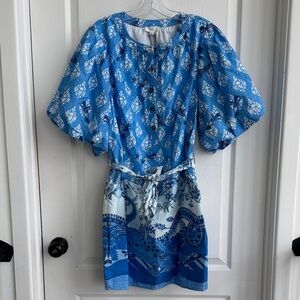 Blue Patterned Mini Dress